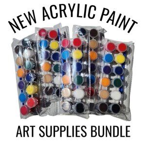 NEW Set of 5 Acrylic Paint Colors with Brushes DIY Art Bundle Craft Projects Pai